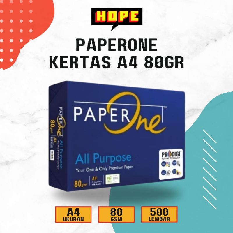 

PaperOne Kertas A4 80gr 1 Rim (500 Lembar) Kertas HVS A4