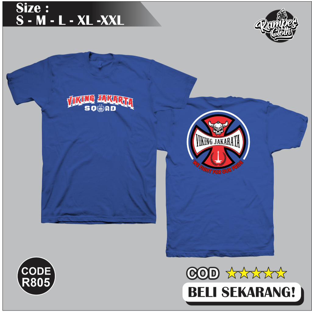 Kaos Distro Viking Jakarta - Kaos Persib - Kaos Viking Jakarta Cotton Combed 30s Premium R805