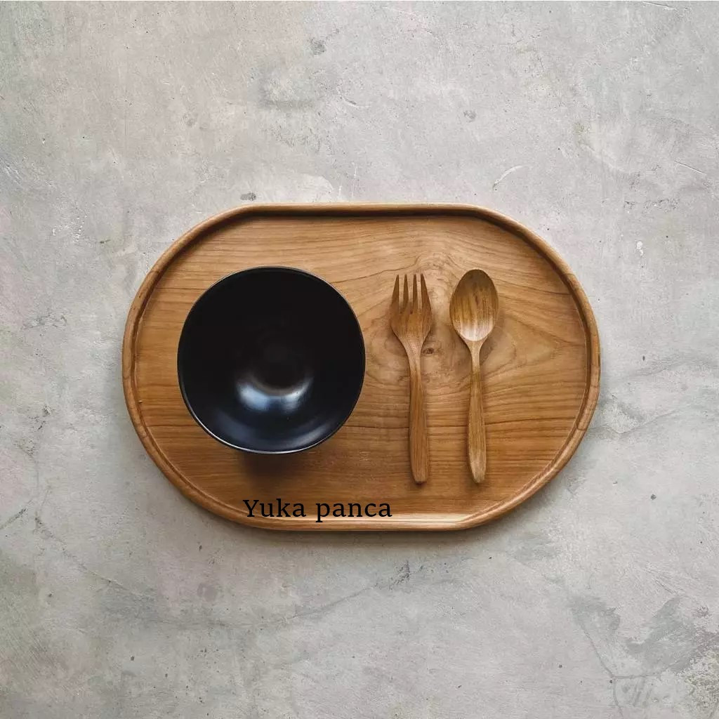 Nampan / Tray Kayu Oval / Nampan oval tatakan aestetik