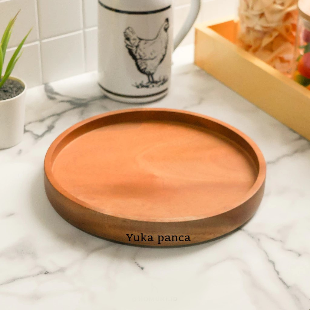 Nampan Kayu Bulat Estetik/Wooden Tray/Baki Hantaran Seserahan Tatakan Kayu Aesthetic