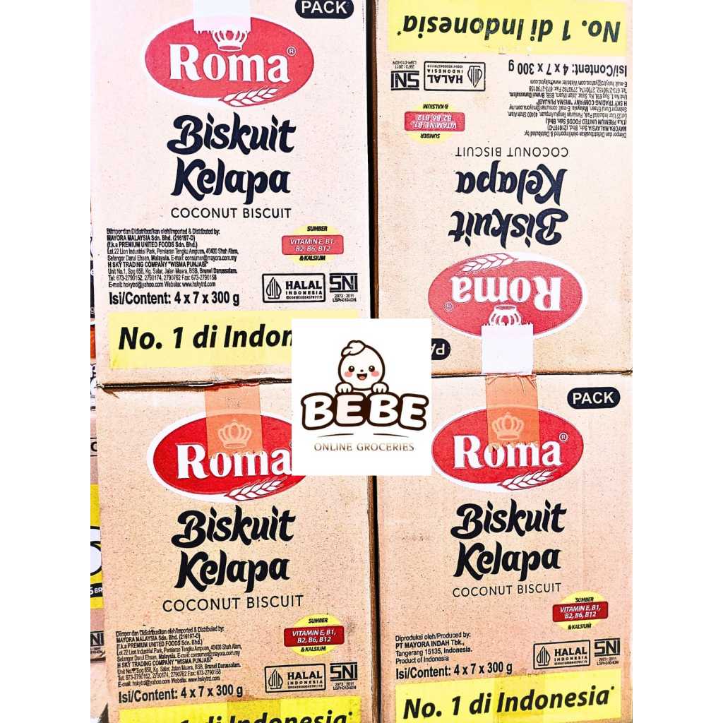 

ROMA KELAPA 300GR MERAH BISKUIT / 1 KARTON ISI 28 PCS / 1 DUS ISI 4 PAX (1 PAX ISI 7 PCS)