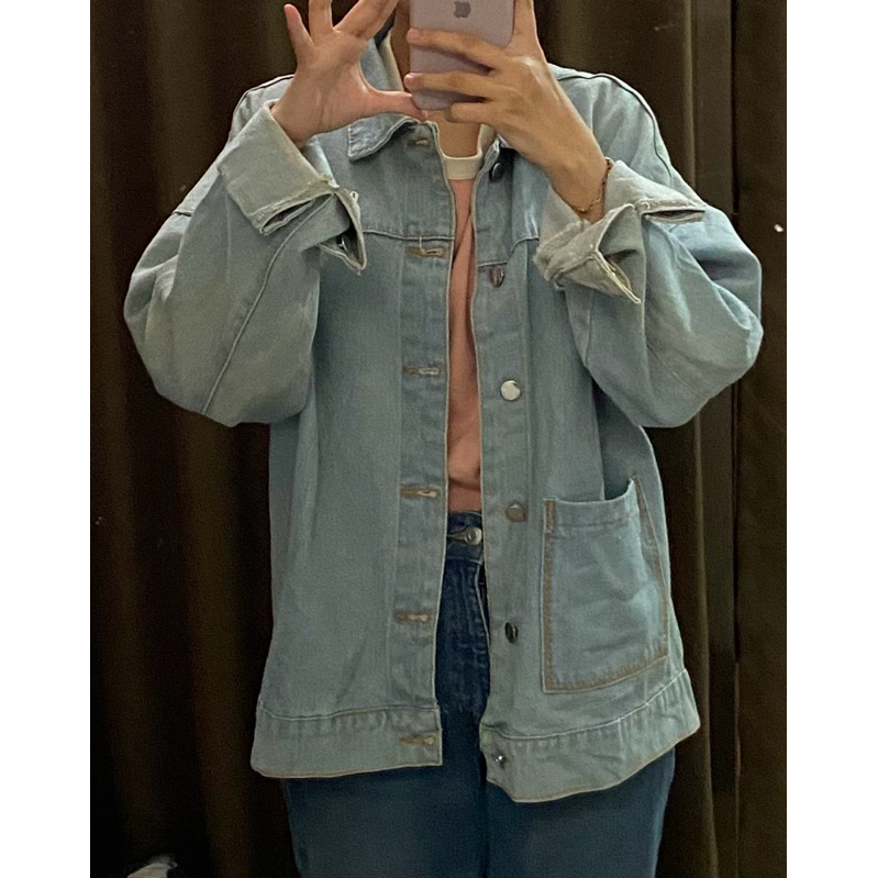 [PRELOVED] JAKET JEANS DENIM LIGHT BLUE UNISEX MAN MEN WOMEN WOMAN LAKI CEWE WANITA GOOD CONDI