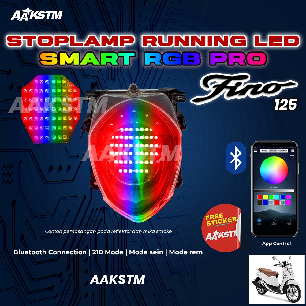 Stoplamp Running Fino Fi RGB Smart Pro Smartphone Lampu LED Rem Belakang Variasi Motor