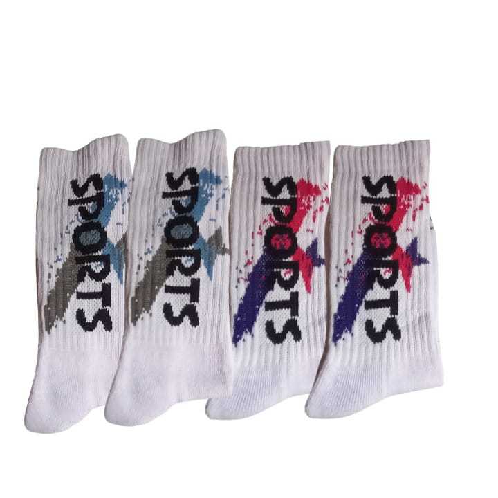 Sports Kaos Kaki Olahraga Putih Tebal Panjang Sebetis Pria Wanita Bahan Katun/Kaos Kaki Sport Tebal