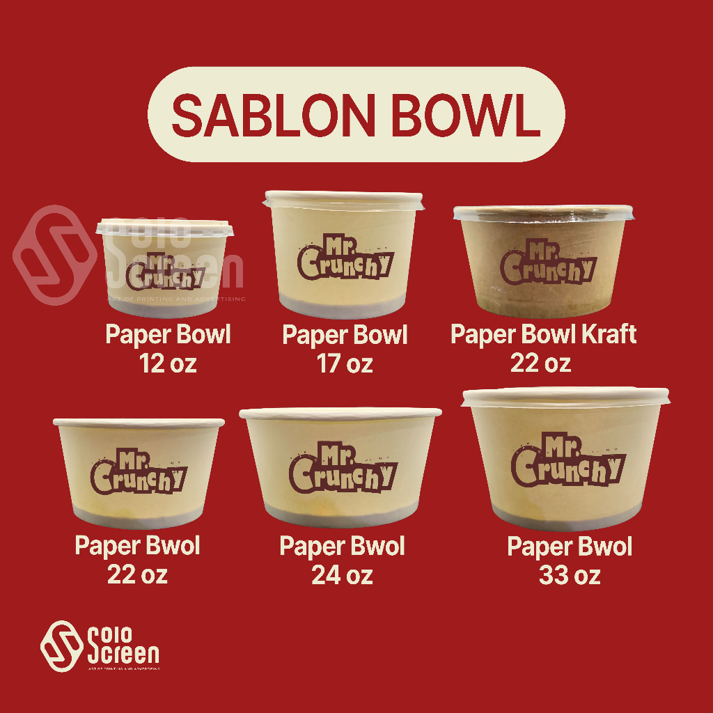 Sablon Paper Bowl Custom 12OZ 17OZ 22OZ 24OZ 33 OZ Murah Free Desain COD