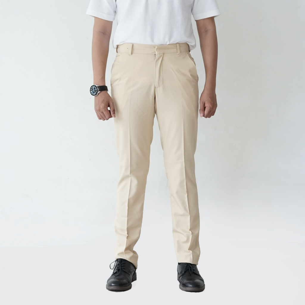 Celana Formal Pria Slimfit Warna Khaki | Andre Laurent (701)