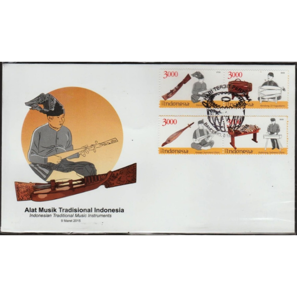 

Perangko Filateli M28 Indonesia SHP 09.03.2015 Alat Musik Tradisional Indonesia -1