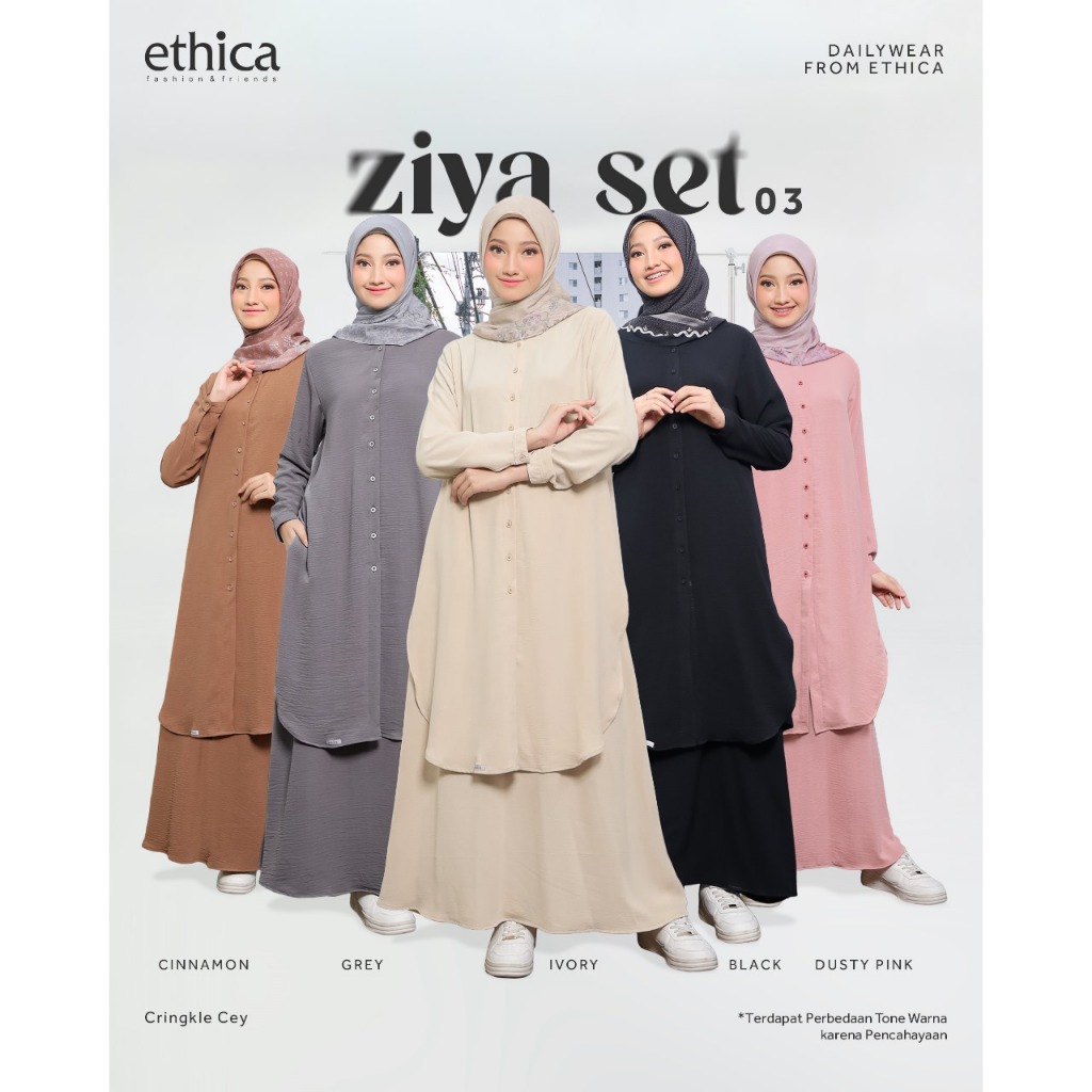 Ethica | Ziya Set 03 Set Gamis Baju Wanita Atasan dan Bawahan