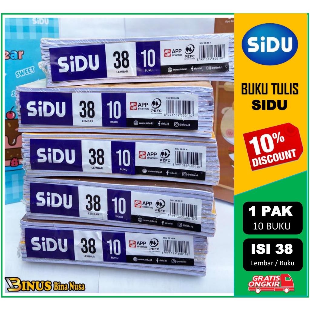 

Buku Tulis SIDU 38 Lembar per Pack isi 10 Buku