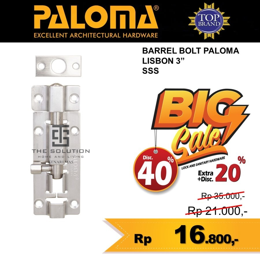 Grendel Pintu PALOMA BBP 412 Slot Jendela Kunci Gesel Selot 3 Inch Stainless