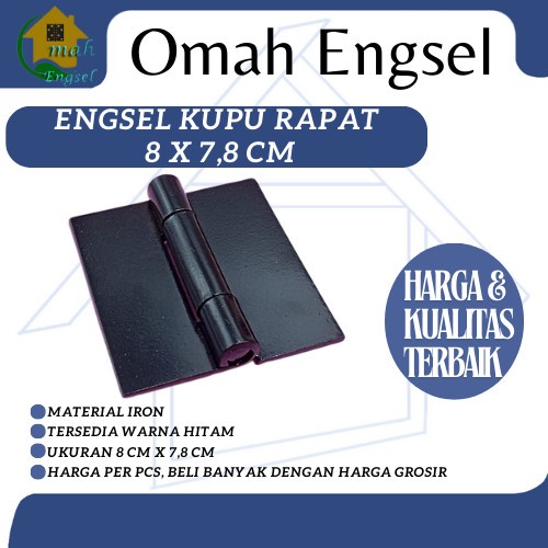 Engsel Kupu Rapat Besar 8 x 7,8 cm tebal 3 mm Engsel Pintu Besi Henderson Engsel Mobil Los Bak Garas