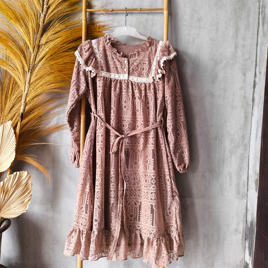 Tunik Lace Baju Wanita Renda Polos Simple Elegan