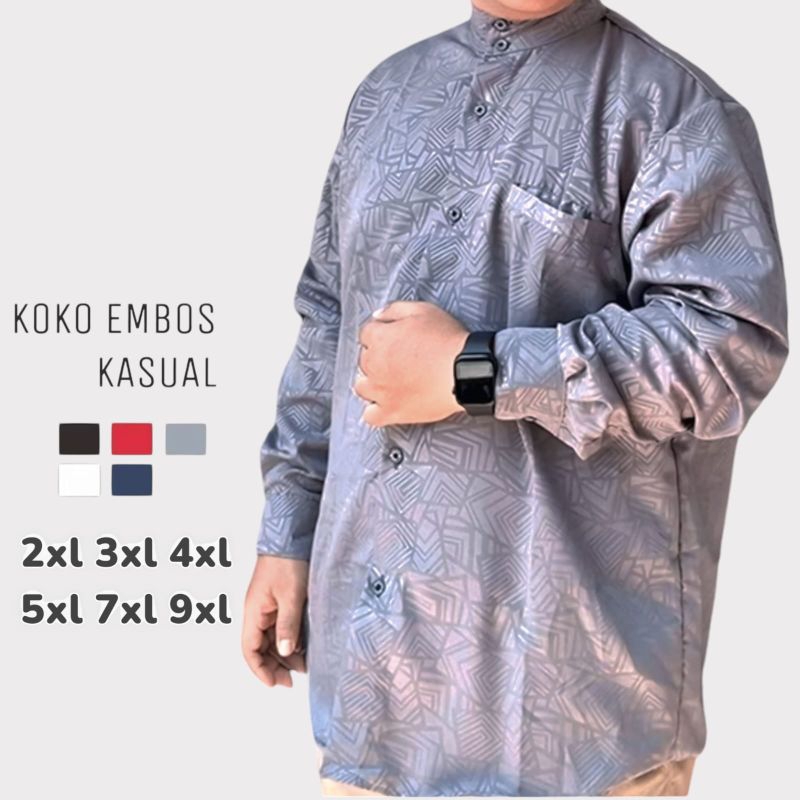 DISKON BIGMAN BAJU KOKO EMBOS KASUAL JUMBO PRIA DEWASA UKURAN XXL XXXL XXXXL XXXXXL 5XL KEMEJA KOKO