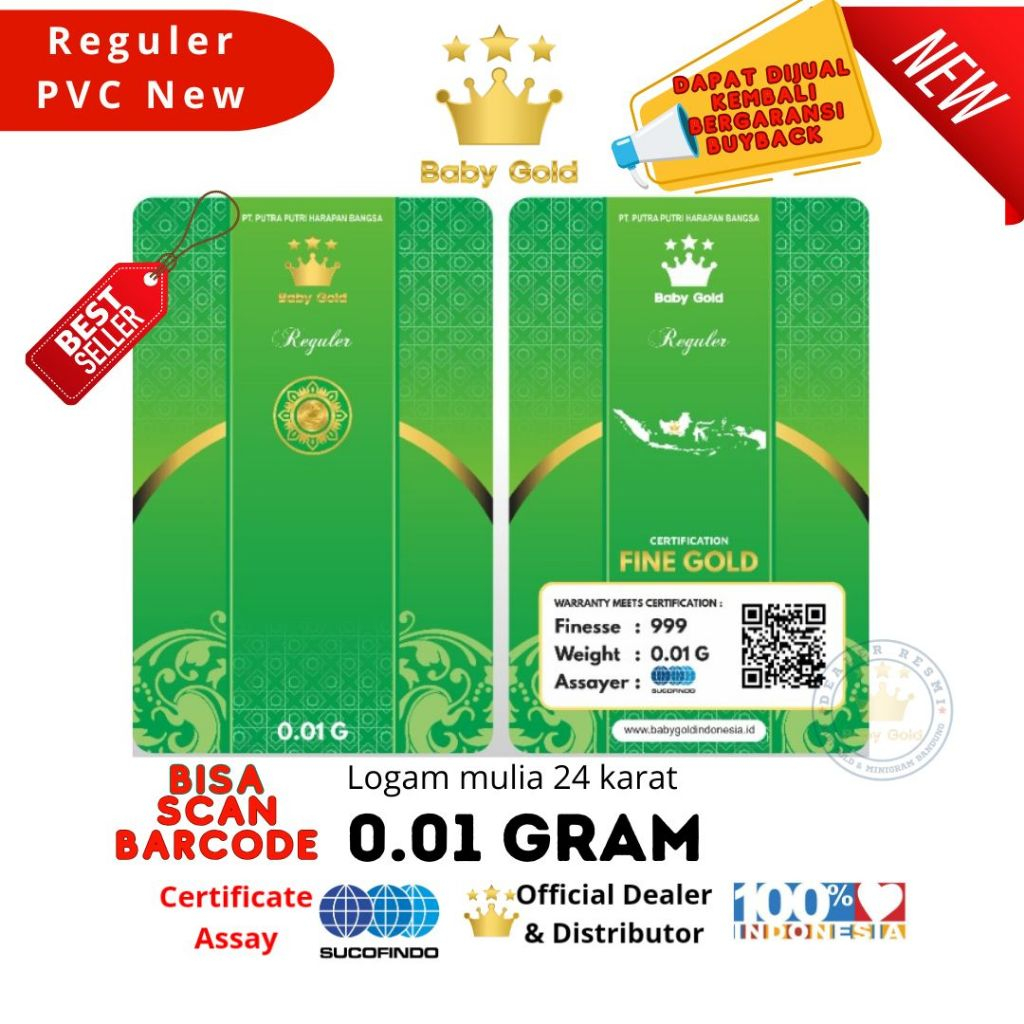 BABY GOLD NEW PVC 0.01 gram EMAS MINI LOGAM MULIA