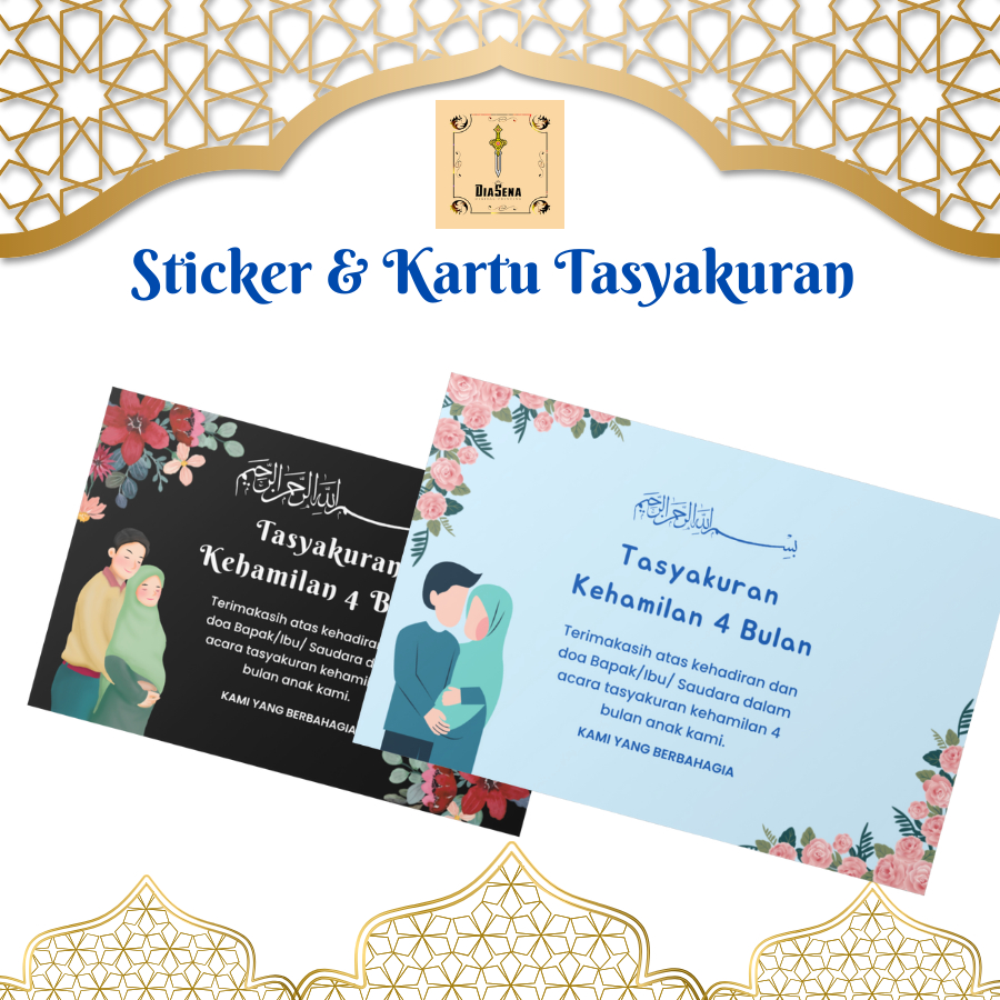 

Cetak Sticker dan Kartu Ucapan Stiker Card Tasyakuran Kehamilan 4 Bulanan Free Design Diasena