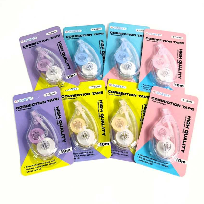 

Harga Grosir (12pcs ) Correction Tape Pita CT-SQ06 10M