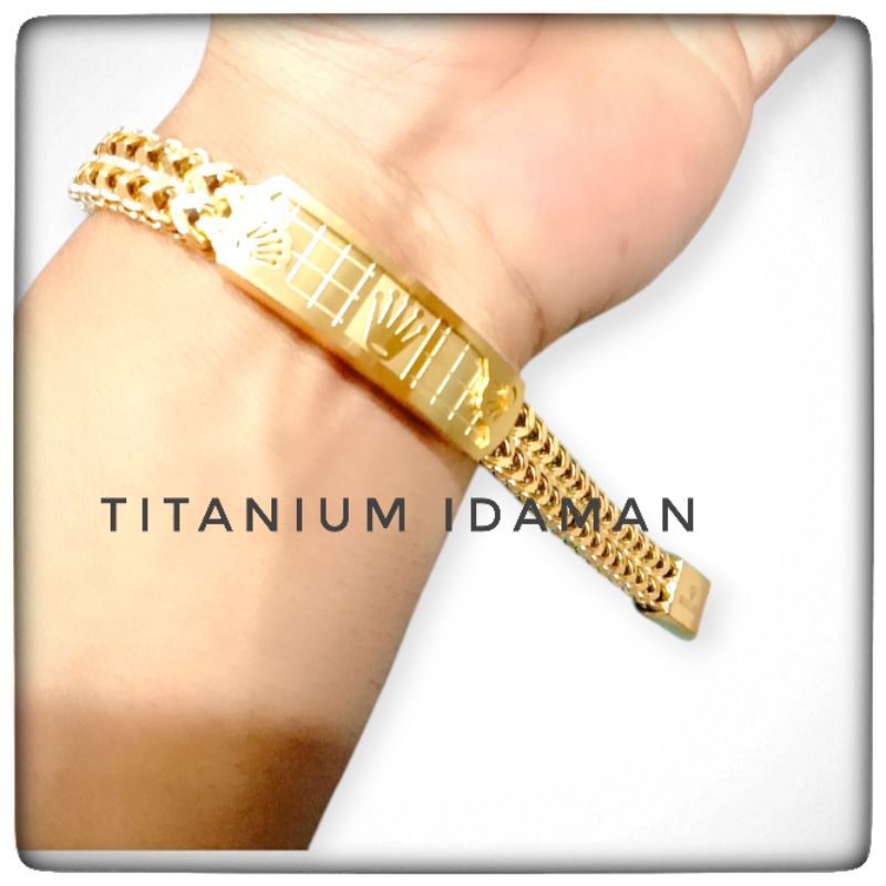 Gelang Pria Keren Rantai Tumpuk Lis Black Anti kari