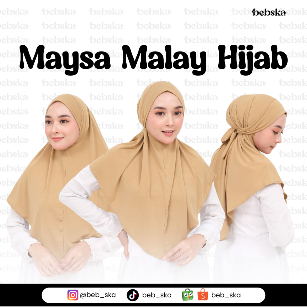 MAYSA MALAY HIJAB - Hijab Tali Malay - Kerudung Tali Malay - Bergo Tali Malay - Hijab Jersey - Kerud