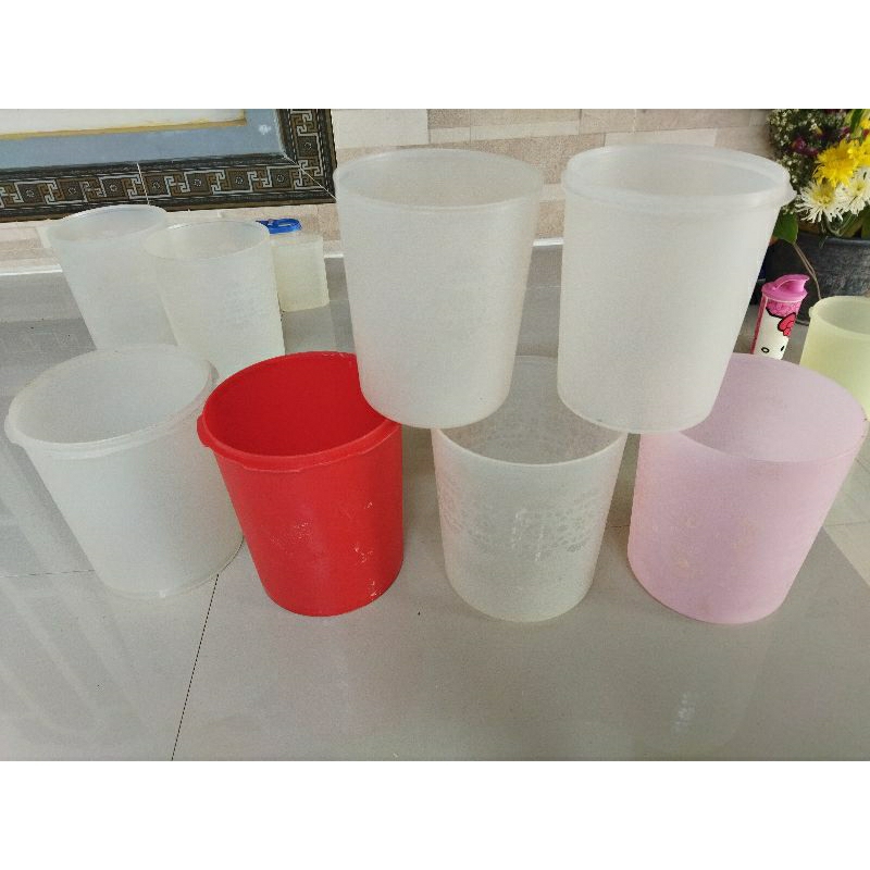 base toples tanpa tutup mosaic deco canister 1,9 liter dan 2,8 liter second preloved Tupperware
