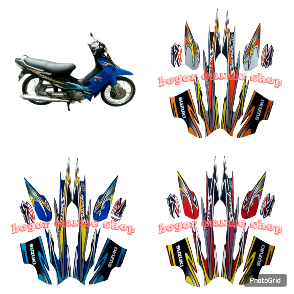 sticker stiker striping body motor suzuki smash 110r 2004 fullset sepasang kanan kiri depan belakang