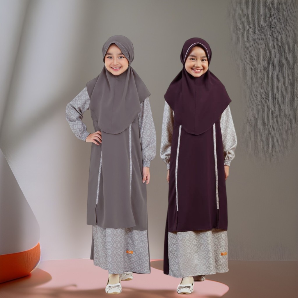 SETELAN GAMIS ANAK ORLIN BURGUNDY LILAC ORIGINAL NIBRAS FASHION DRESS BAJU BUSANA MUSLIM PEREMPUAN S