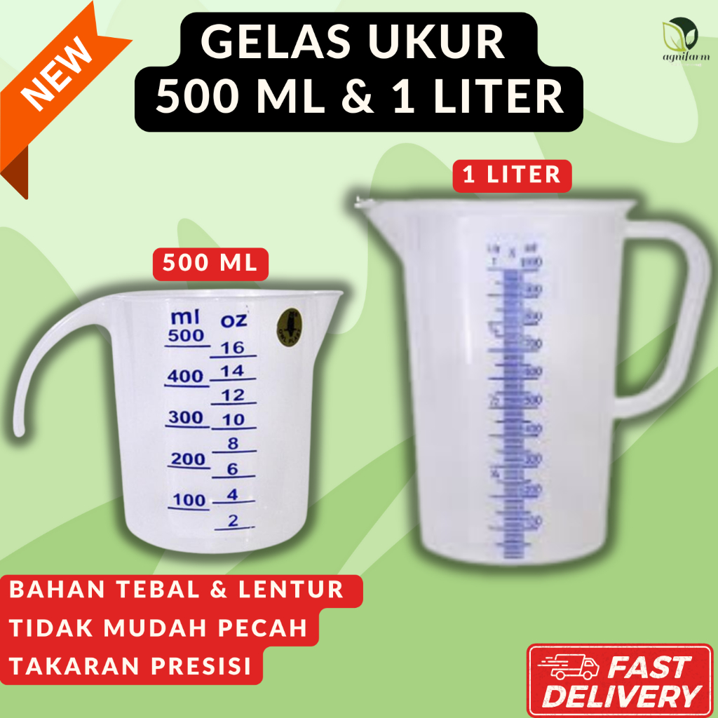 Gelas Ukur OWL PLAST 500ml / TANTOS 1000ml / Teko Ukur Plastik Tebal Anti Pecah Glas Takar