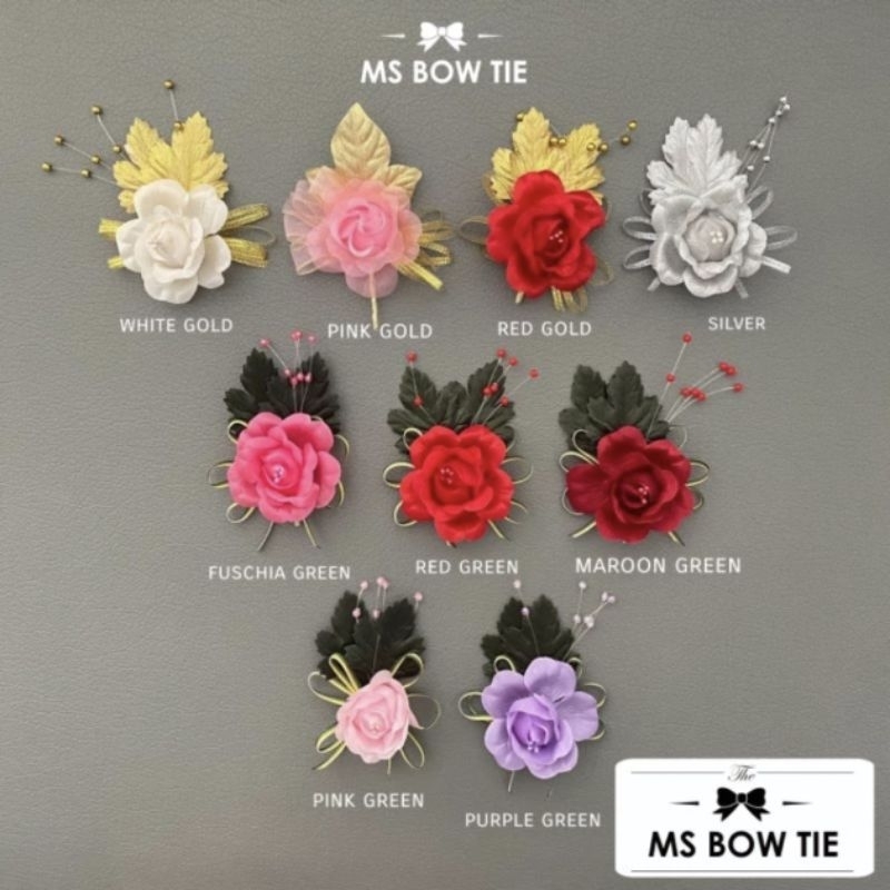 MS Bow Tie Bunga Mawar Corsage korsase boutonneries korsas pin jas bunga jas wedding flower