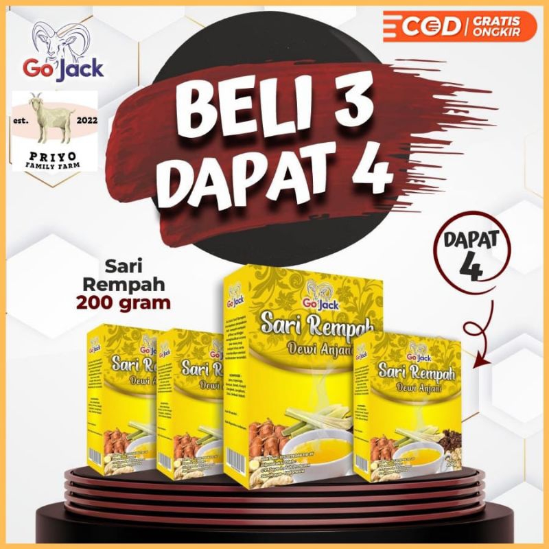 

Beli 3 Gratis 1 Minuman Serbuk Sari Rempah Go Jack 200 Gram Dewi Anjani