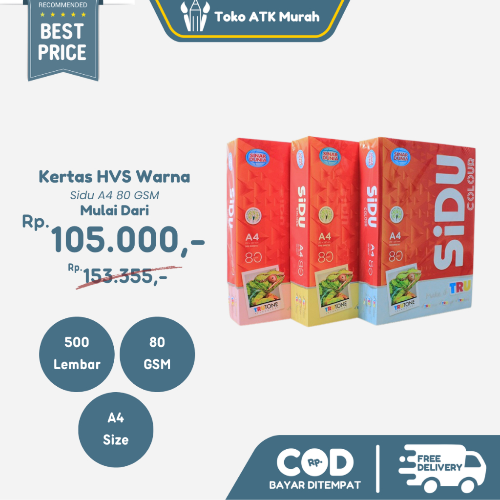 

Kertas HVS Warna Sinar Dunia A4 80gsm (1 RIM)