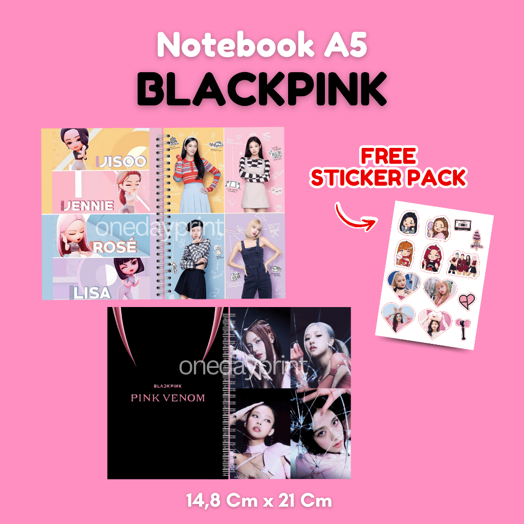 

A5 Notebook BLACKPINK Free Sticker Pack - Buku Catatan, Note Kpop