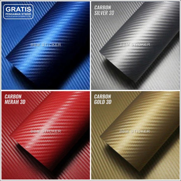 Stiker Motif Karbon 3D Warna Warni Premium Quality Doff Kevlar Skotlet Carbon