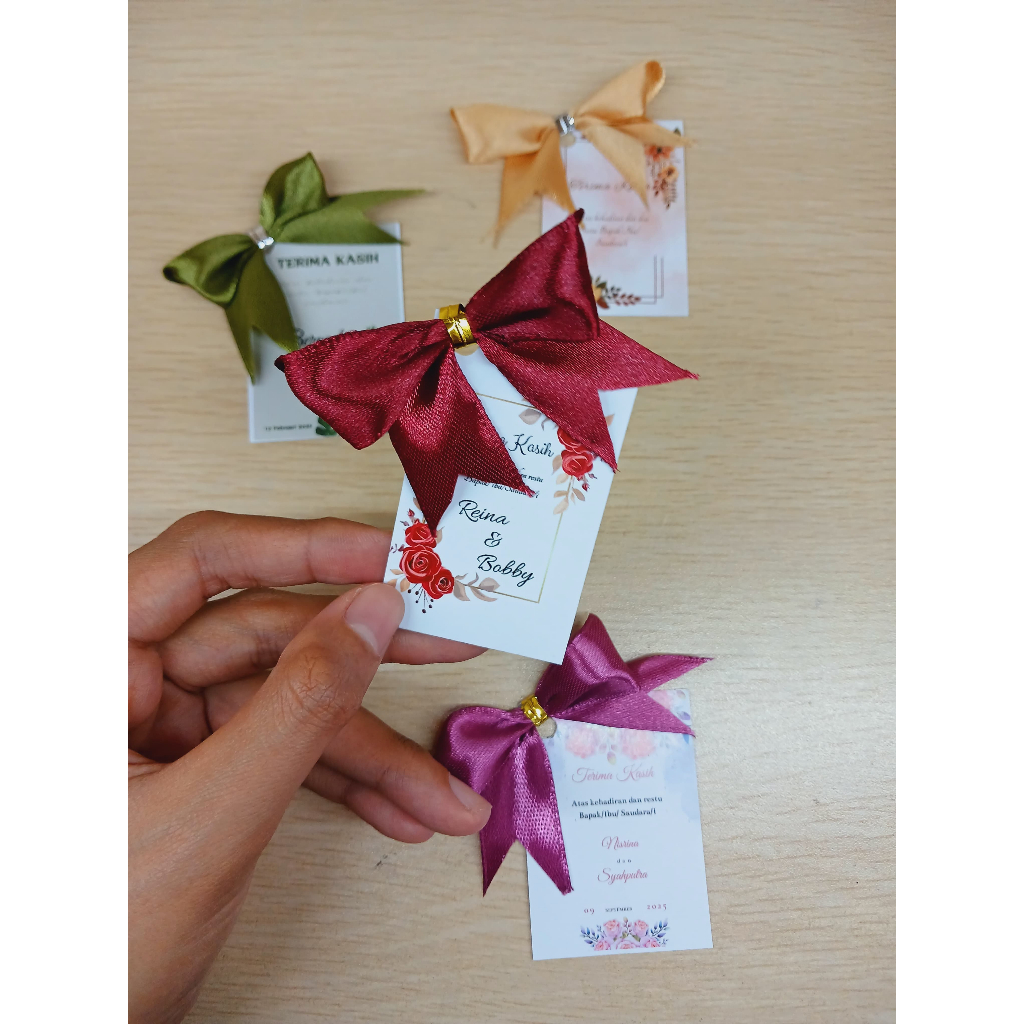 

50 pcs Kartu Ucapan Pita & Tag Souvenir Pernikahan Kertas ART Paper