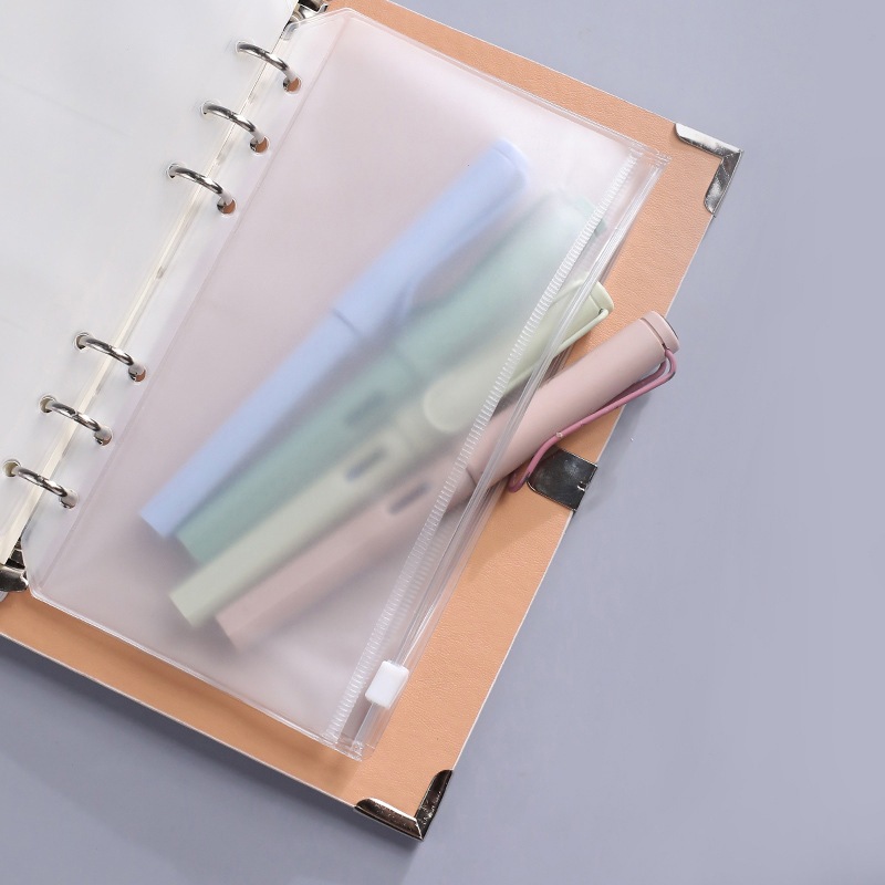 

A6 Transparent 6-hole Zipper bag Accessories Hand Book Bags / Japanese Hand account Book Loose-leaf Storage Bag Zipper bag Accessories