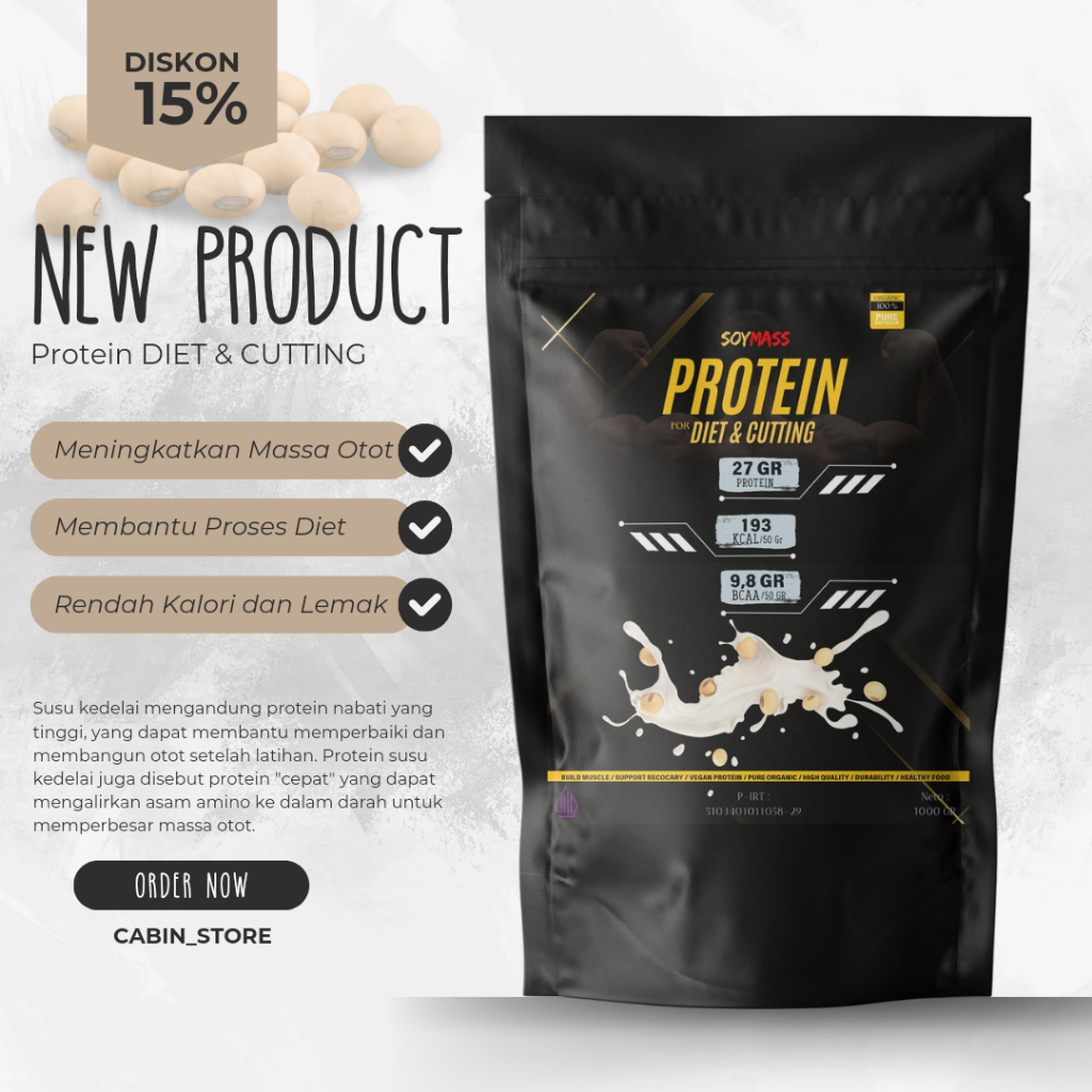 

Soymass Protein Diet & Cutting 27GR Protein Susu Kedelai Bubuk Whey Tinggi Protein