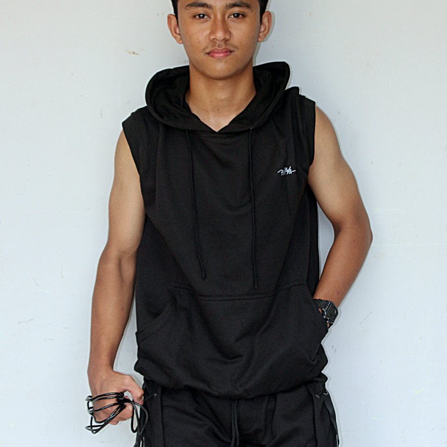 Rompi hoodie pria kain fleece tebal