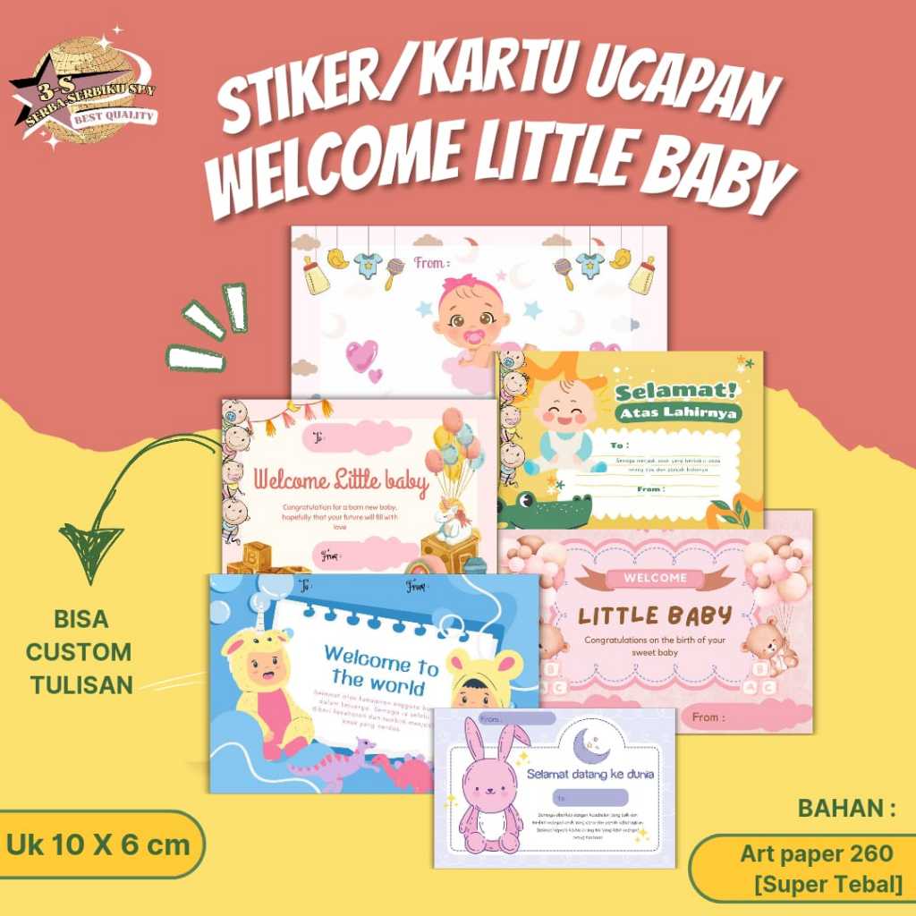 STIKER UCAPAN -Greeting Card Little One Gift Card /Greeting Card LITTLE BABY/ Kartu Ucapan New Born 