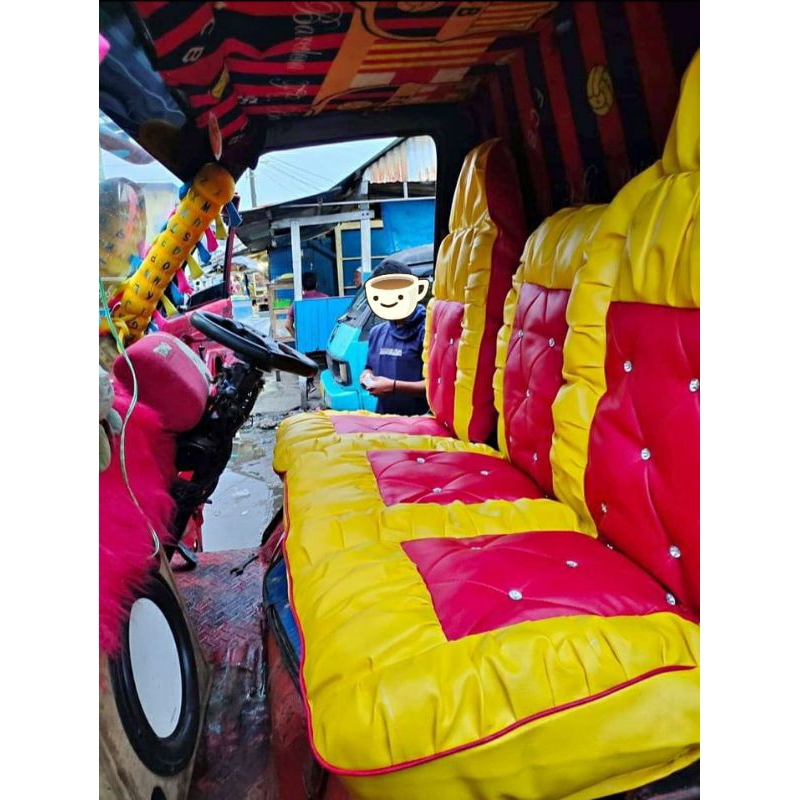 Sarung Jok Cover Jok Mobil Truk Elf Macan/Isuzu Traga Model Sofa Kancing