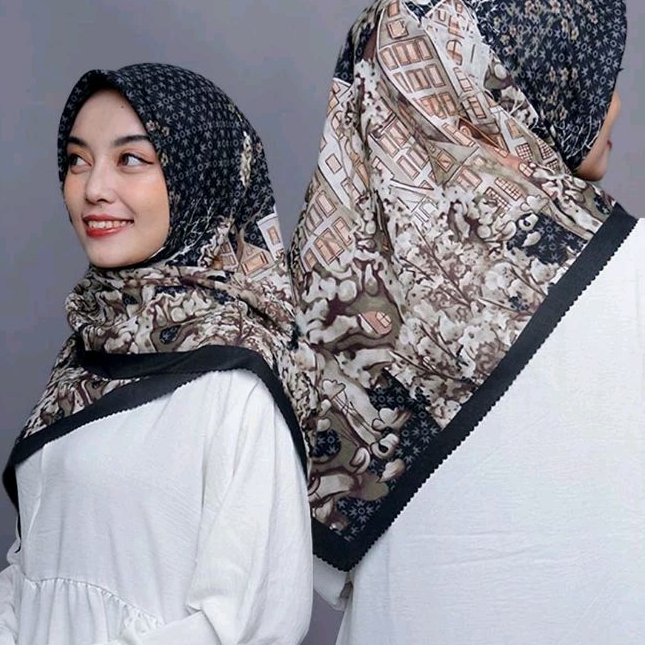 M I K H A hijab voal hijab segi empat Black in Paris hitam