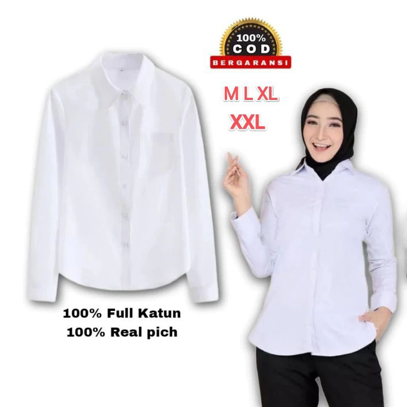 Kemeja Putih Wanita - Kemeja Kerja Wanita - HEM Putih Wanita - Kemeja hitam wanita