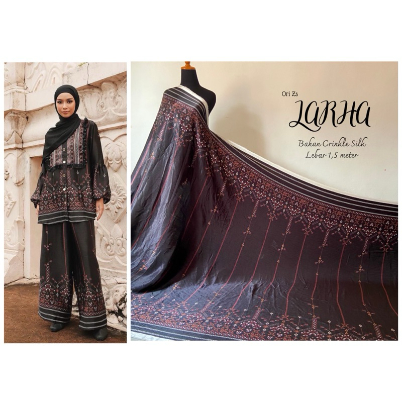 Kain Ori Zaskia Sungkar Motif Larha Bahan Crinkle Silk