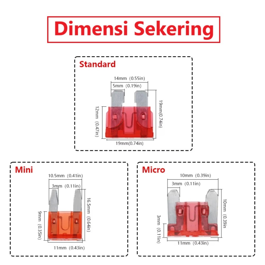 Jlelectro Fuse Holder / Rumah Sekering Waterproof 18 Awg Standard , Mini , Micro