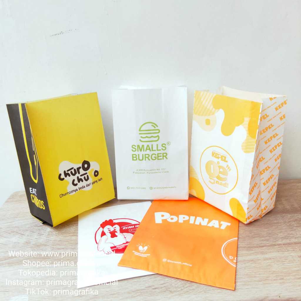 

Custom Paper Bag Foodgrade Size 12,5 x 6 x 19 - Paperbag / Kantong Kertas / Kemasan / Packaging