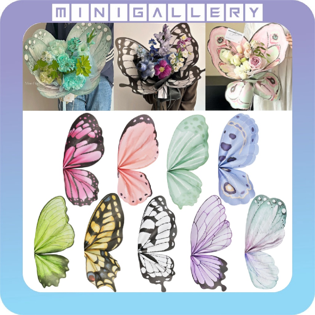

10Set/20 Lembar Kertas Buket Bunga Butterfly Wings Sayap Kupu Kupu Flower Wrapping Cellophane KB56