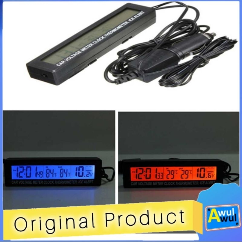 Indikator Mobil 3 in 1 Jam Tanggal Digital, Thermometer, Voltase Aki
