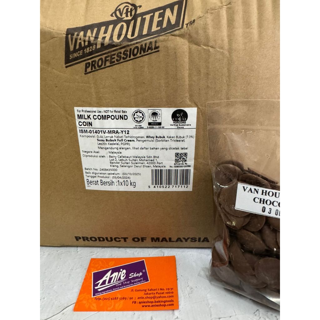 

vanhouten milk coin/coklat susu koin merk vanhouten kemasan karton