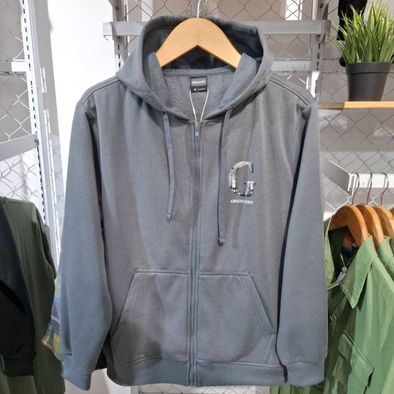 Greenlight Jaket Hoodie Ziper Pria Original