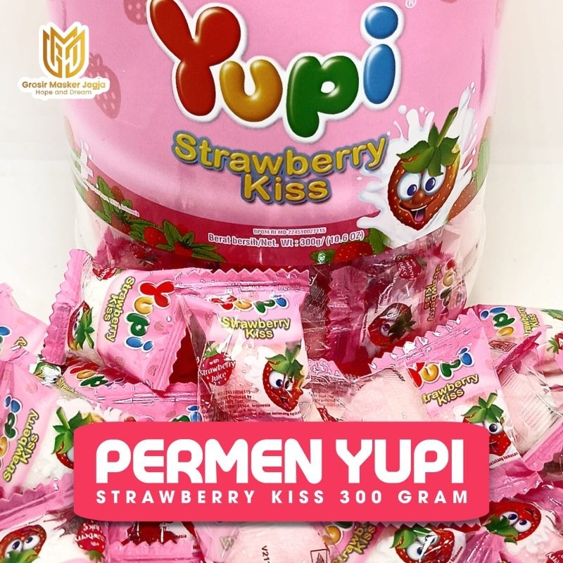 

Yupi Love Toples / Jar Candy Strawberry Kiss Permen Gula Lunak 300gr (-+ 125pcs)