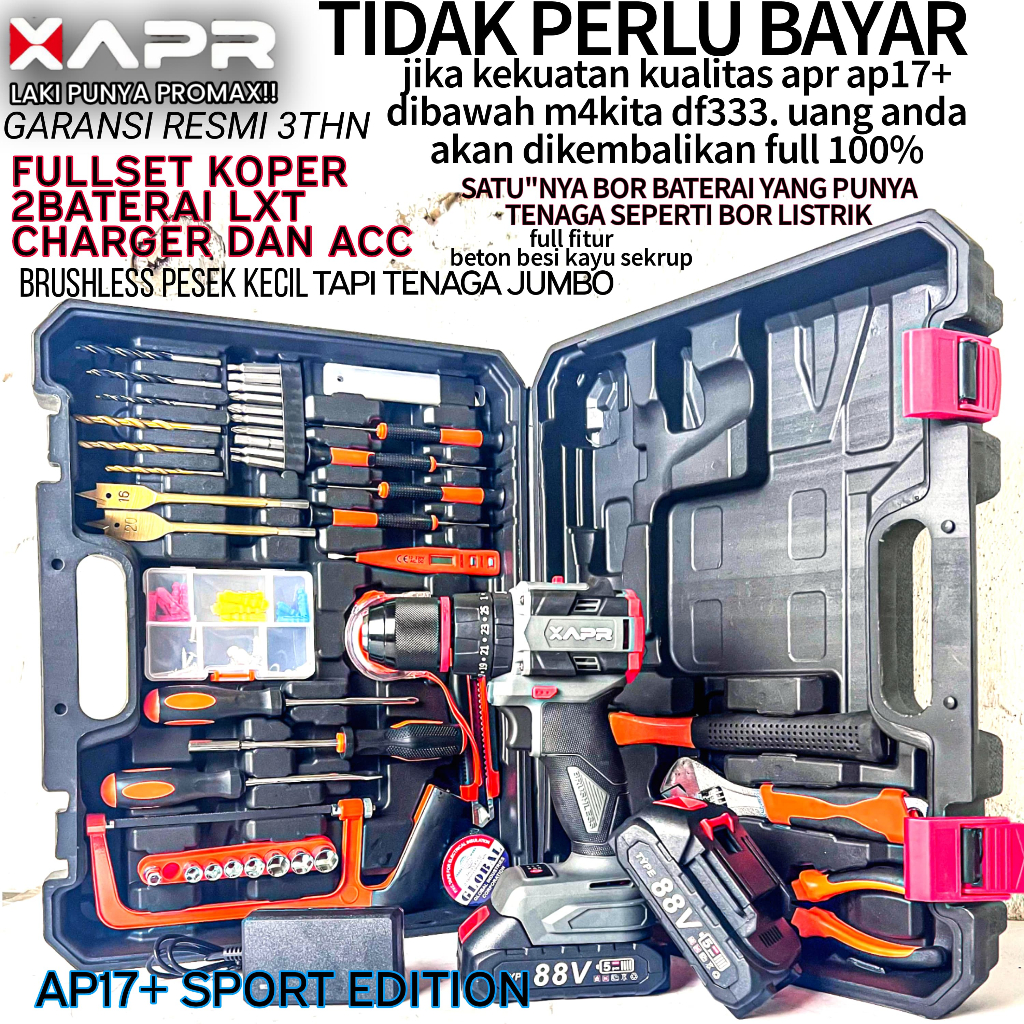MAKTEC BOR cordless drill APR JAPAN mesin bor baterai 20v HUJIA JLD japan cordless charger elektrik 