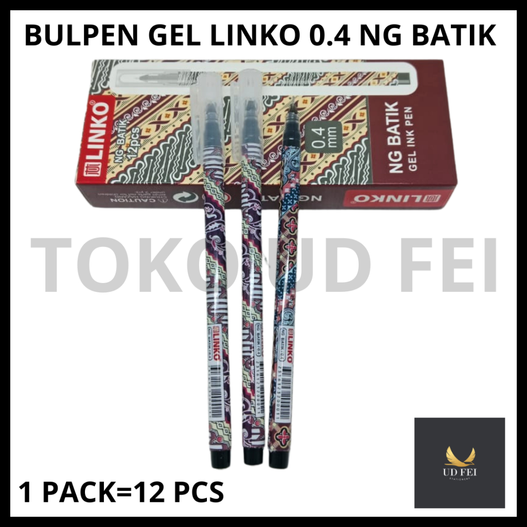 

(1 PACK = 12 PCS) BULPEN NG BATIK/ BULPEN GEL BATIK/ BULPEN GEL 0.4 / BALPOIN GEL MURAH