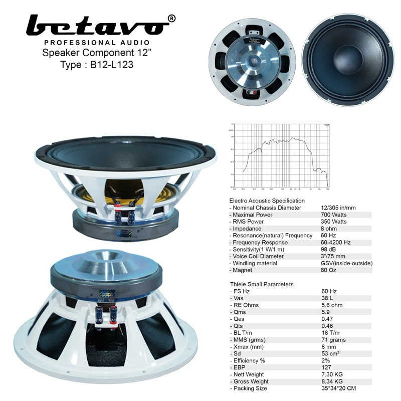 komponen speaker betavo 12 inch betavo B 12 L 123 original . betavo b12 l123 original